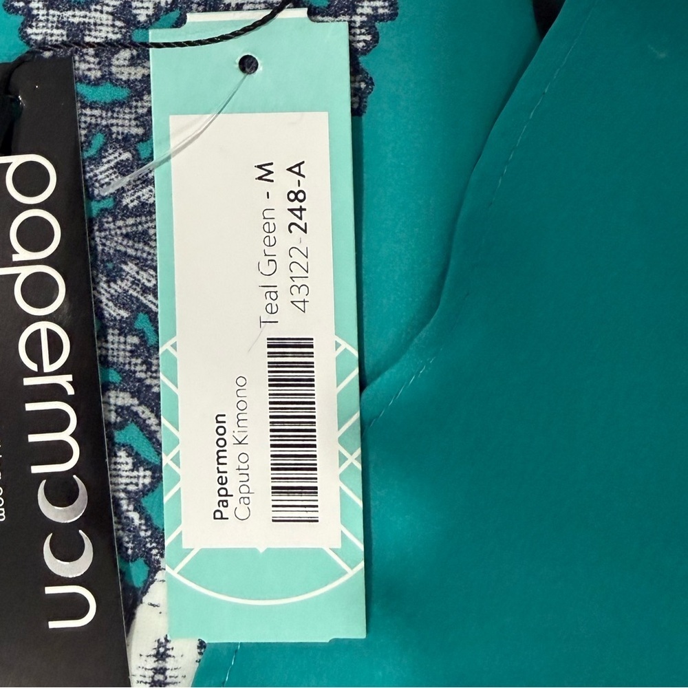 PAPERMOON Womens Teal Green Caputo Kimono Size M - Picture 10 of 10